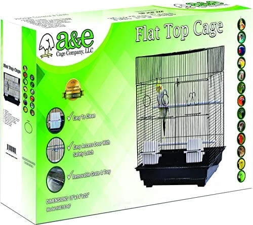 A&E Cage Company Flat Top Bird Cage In Retail Box - Black - 18 X 14 X 22 In 3 A&E Cage Company Flat Top Bird Cage In Retail Box - Black - 18 X 14 X 22 In