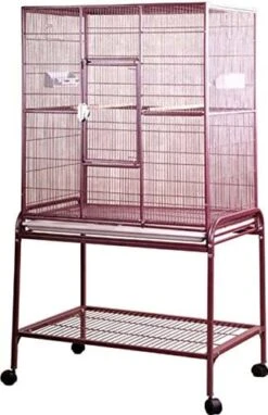 A&E Cage Company Flight Bird Cage With Stand - Burgundy - 32 X 21 X 63 In