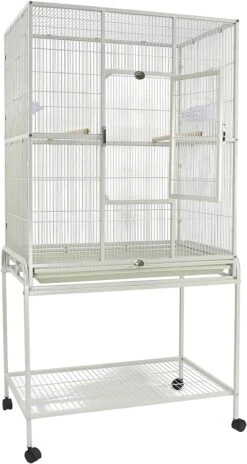 A&E Cage Company Flight Bird Cage With Stand - White - 31 X 20 In -Bird pet supplies Sales ae cage company flight bird cage with stand white 31 x 20 in 501493