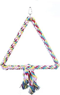 A&E Cage Company Happy Beaks Triangle Cotton Bird Swing - 15.75 X 12.6 X 12.6