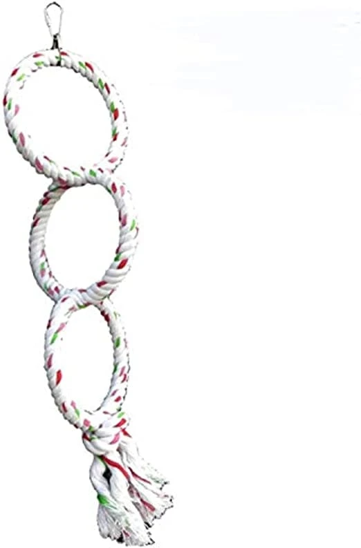A&E Cage Company Happy Beaks Triple Ring Rope Bird Swing - .55 X 5.12 X 19.69 3 A&E Cage Company Happy Beaks Triple Ring Rope Bird Swing - .55 X 5.12 X 19.69