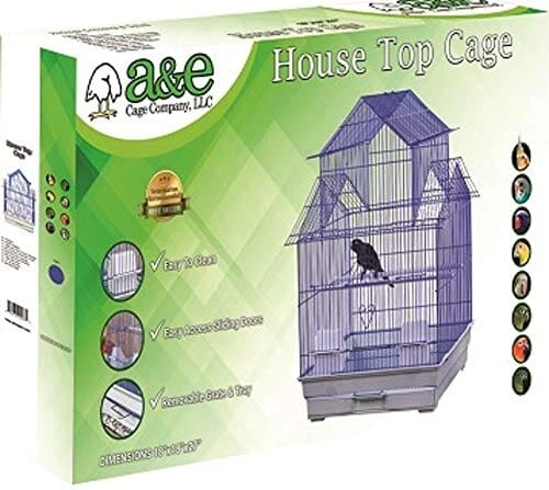 A&E Cage Company House Top Bird Cage In Retail Box - Blue - 18 X 18 X 27 In 3 A&E Cage Company House Top Bird Cage In Retail Box - Blue - 18 X 18 X 27 In