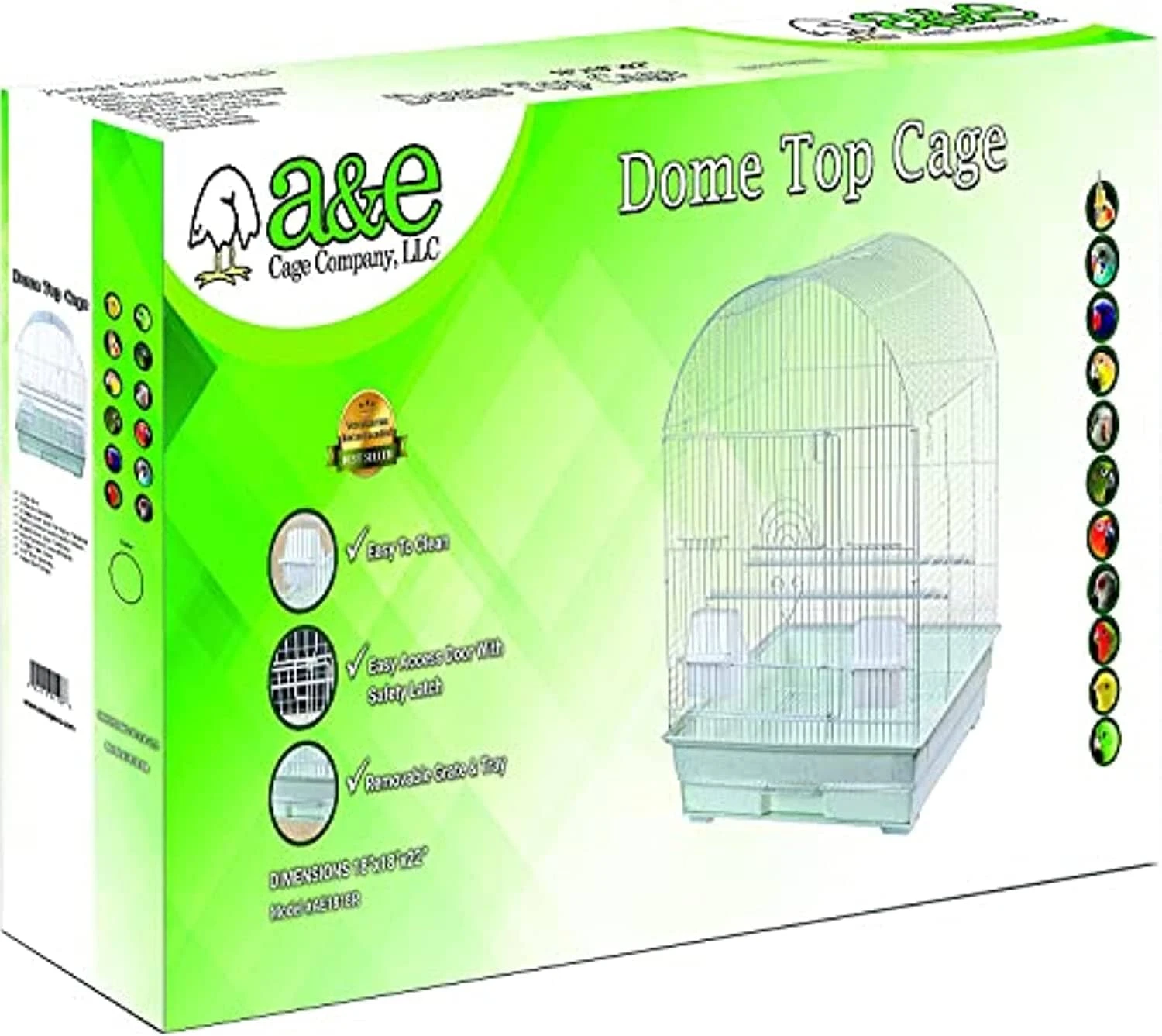 A&E Cage Company Round Top Bird Cage In Retail Box - 18 X 18 X 23 In 4 A&E Cage Company Round Top Bird Cage In Retail Box - 18 X 18 X 23 In - Image 2