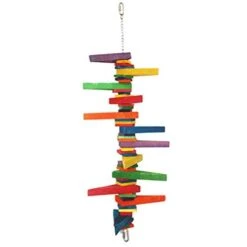 A&E Cage Happy Beaks Colored Wooden Blocks & Wedges Wood Bird Toy - 18.5 X 3 X 3 In