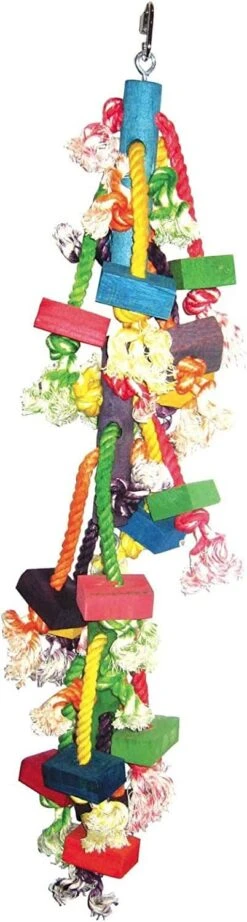 A&E Cage Happy Beaks Real Wood With Hanging Blocks On Rope Bird Toy - Large -Bird pet supplies Sales ae cage happy beaks real wood with hanging blocks on rope bird toy large 363109