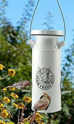 Audubon Milkhouse Vintage Can Seed Wild Bird Feeder - White - 4 Lbs Cap