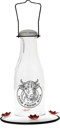 Audubon Milkhouse Vintage Glass Hummingbird Feeder - White - 28 Oz Cap - 4 Pack