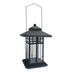Audubon Mission Metal Lantern Seed Feeder Wild Bird Feeder - Black - 2 Lbs Cap
