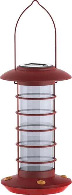 Audubon Modern Farmhouse Solar Light Hummingbird Feeder - Red - 24 Oz Cap