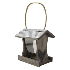Audubon Rustic Farmhouse Tall Wooden Hopper Wild Bird Feeder - Natural - 3 Lbs Cap