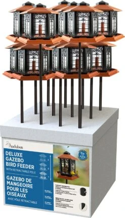 Audubon Rustica Italia Plastic Gazebo With Pole Ds Hopper Wild Bird Feeder - Brown And Black - 12 Count