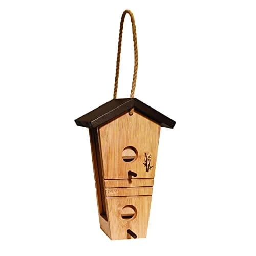 Audubon Ultimate Renewable Bamboo Tall Wooden Hopper Wild Bird Feeder - Tan And Brown - 1.5 Lbs Cap 3 Audubon Ultimate Renewable Bamboo Tall Wooden Hopper Wild Bird Feeder - Tan And Brown - 1.5 Lbs Cap