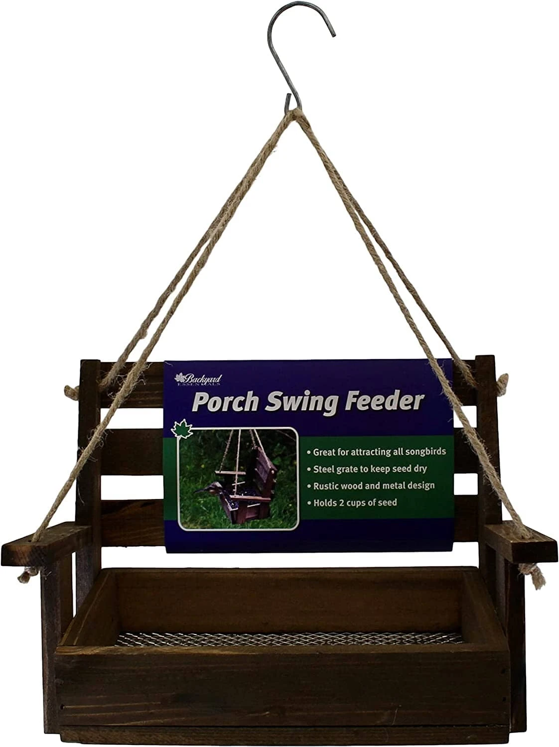 Backyard Essentials Hanging Porch Swing Wild Bird Feeder - Brown - 4.63 X 8.36 X 5.75 5 Backyard Essentials Hanging Porch Swing Wild Bird Feeder - Brown - 4.63 X 8.36 X 5.75 - Image 3