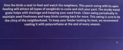 Backyard Essentials Hanging Porch Swing Wild Bird Feeder - Brown - 4.63 X 8.36 X 5.75 19 Backyard Essentials Hanging Porch Swing Wild Bird Feeder - Brown - 4.63 X 8.36 X 5.75 -Bird pet supplies Sales backyard essentials hanging porch swing wild bird feeder brown 463 x 836 x 575 392338