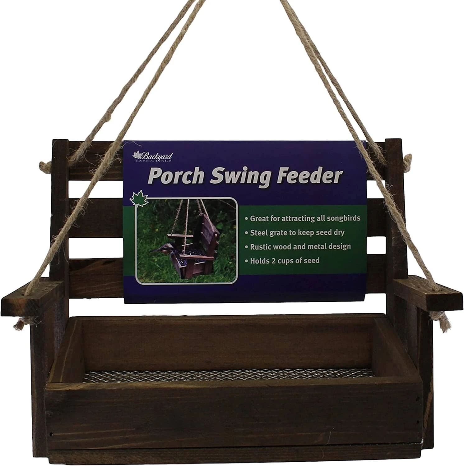 Backyard Essentials Hanging Porch Swing Wild Bird Feeder - Brown - 4.63 X 8.36 X 5.75 8 Backyard Essentials Hanging Porch Swing Wild Bird Feeder - Brown - 4.63 X 8.36 X 5.75 - Image 6