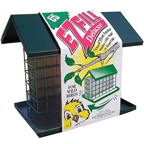 C&S E-Z Fill Snak Or Suet Feeder With Roof & Platform Wild Bird Feeder - Green - 8 X 10.75 X 7.4 In 3 C&S E-Z Fill Snak Or Suet Feeder With Roof & Platform Wild Bird Feeder - Green - 8 X 10.75 X 7.4 In