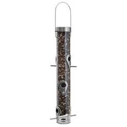 Droll Yankees Classic A-Series Sunflower Tube Type Wild Bird Feeder - Silver - 1 Lb Cap
