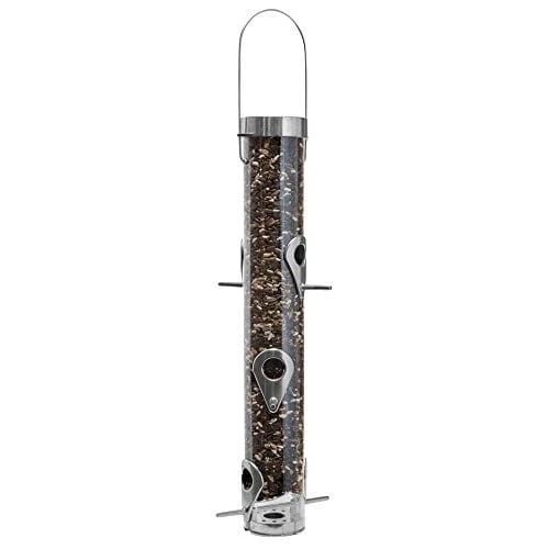 Droll Yankees Classic A-Series Sunflower Tube Type Wild Bird Feeder - Silver - 1 Lb Cap 3 Droll Yankees Classic A-Series Sunflower Tube Type Wild Bird Feeder - Silver - 1 Lb Cap
