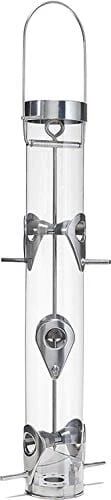 Droll Yankees Classic Sunflower Tube Type Wild Bird Feeder With Ring Pull - Silver - 1 Lb Cap