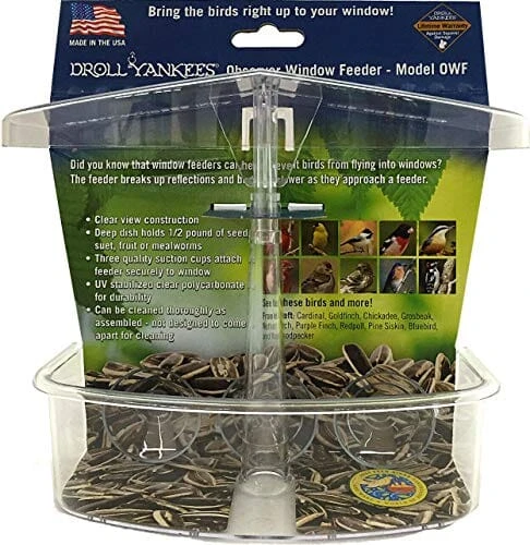Droll Yankees Observer Window Seed Wild Bird Feeder - Clear - .5 Lbs Cap 3 Droll Yankees Observer Window Seed Wild Bird Feeder - Clear - .5 Lbs Cap