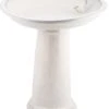 Esschert Design Ceramic Bird Bath On Pedestal With Bird - White - 2 Pack