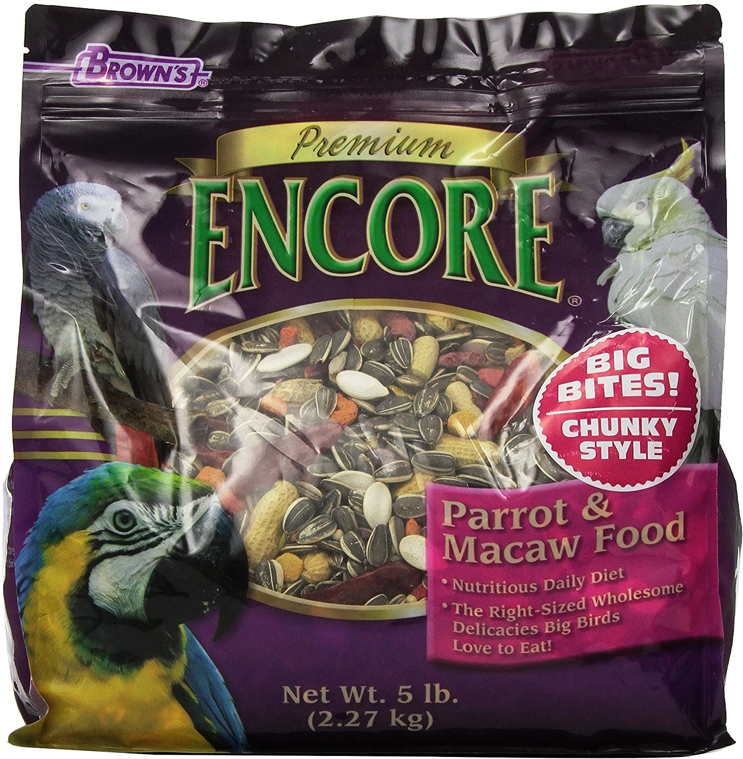F.M. Brown's Encore Premium Chunky Parrot Bird Food - 5 Lb Bag 3 F.M. Brown's Encore Premium Chunky Parrot Bird Food - 5 Lb Bag