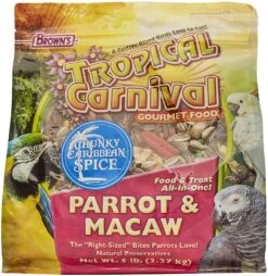 F.M. Brown's Tropical Carnival Chunky Caribbean Spice Parrot/Macaw Bird Food - 5 Lb Bag