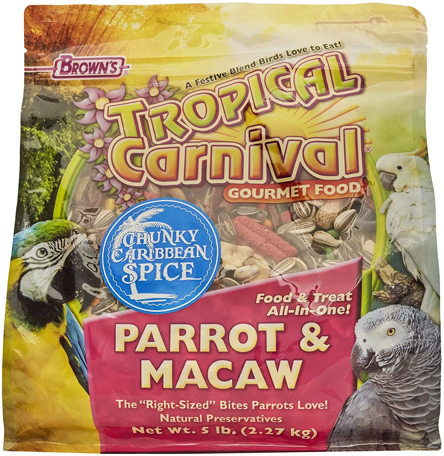 F.M. Brown's Tropical Carnival Chunky Caribbean Spice Parrot/Macaw Bird Food - 5 Lb Bag 3 F.M. Brown's Tropical Carnival Chunky Caribbean Spice Parrot/Macaw Bird Food - 5 Lb Bag