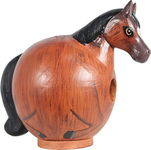 Gord-O Horse Bird House - Brown - 7.5 X 4.7 X 12.6 In 3 Gord-O Horse Bird House - Brown - 7.5 X 4.7 X 12.6 In