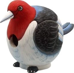 Gord-O Woodpecker Wild Bird House - Red/White - 6.9 X 5.5 X 9.6 In