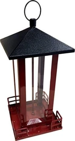 Heath Metal Roof Wild Bird Feeder - Red And Black - 3 Lbs Cap