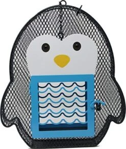Heath Suet 'N Seed Feeder Penguin Suet And Seed Cake Wild Bird Feeder - Blue/White - 2 Cake Cap