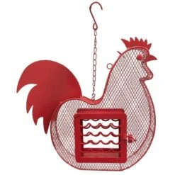Heath Suet 'N Seed Feeder Rooster Suet And Seed Cake Wild Bird Feeder - Red - 2 Cake Cap