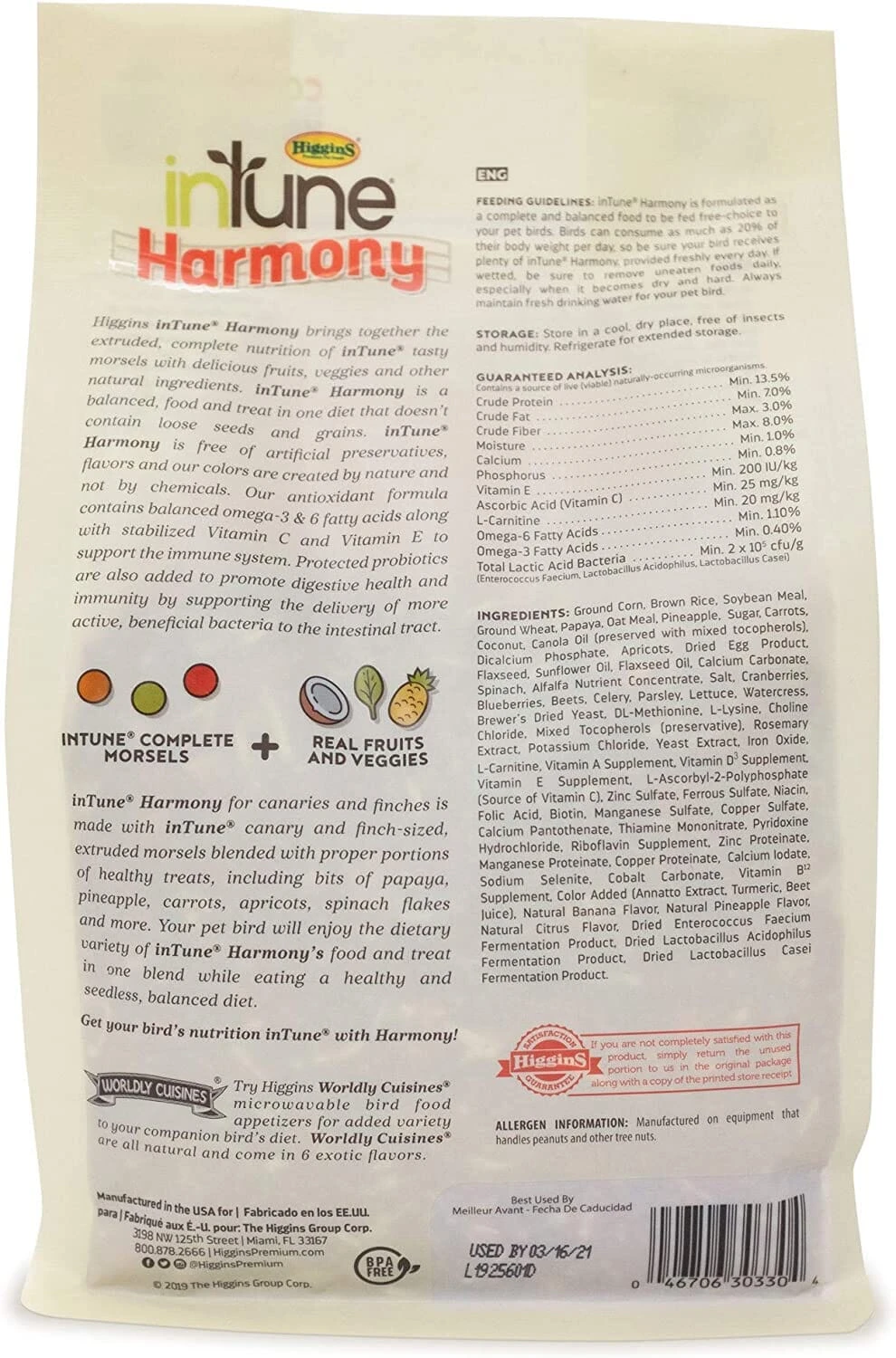 Higgins Intune Natural Harmony Canary And Finch Bird Food - 2 Lbs 4 Higgins Intune Natural Harmony Canary And Finch Bird Food - 2 Lbs - Image 2