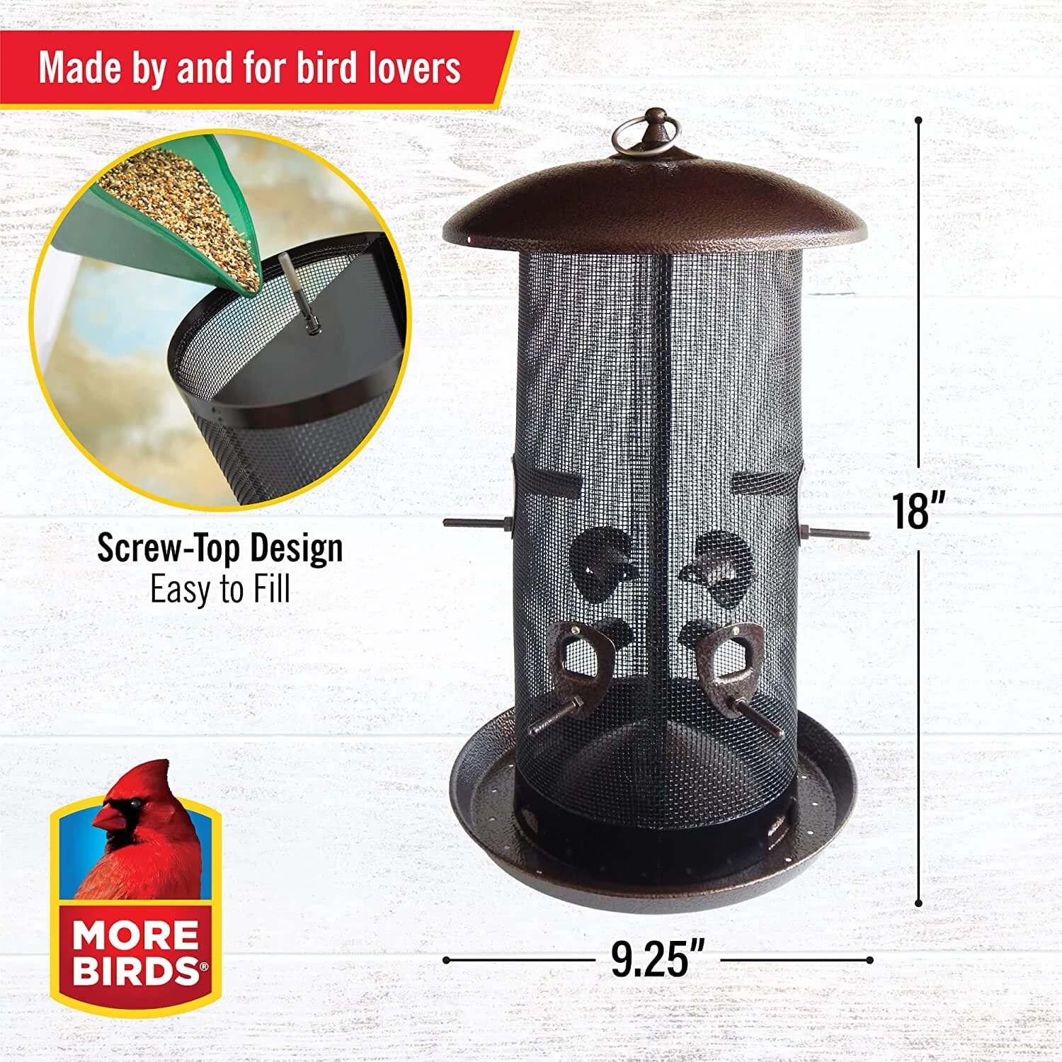 More Birds Combo Sunflower Or Thistle Wild Bird Feeder - Copper - 11 Lb Cap 7 More Birds Combo Sunflower Or Thistle Wild Bird Feeder - Copper - 11 Lb Cap - Image 5
