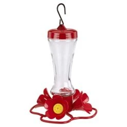 More Birds Impatiens Glass Hummingbird Feeder - Red - 8 Oz Cap - 4 Pack
