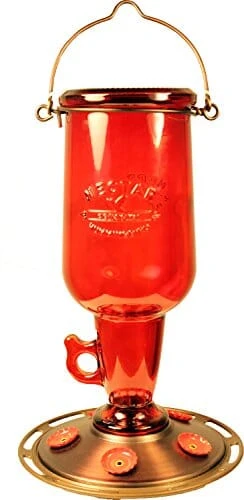 More Birds Jug Glass Vintage Hummingbird Feeder - Red - 23 Oz Cap - 4 Pack