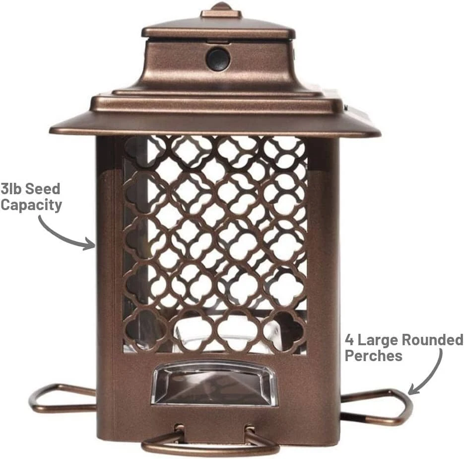 More Birds Metal Hopper Sunflower Wild Bird Feeder - Bronze - 3.6 Lbs Cap 6 More Birds Metal Hopper Sunflower Wild Bird Feeder - Bronze - 3.6 Lbs Cap - Image 4