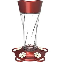 More Birds Twist Glass Hummingbird Feeder - Red - 11 Oz Cap - 4 Pack
