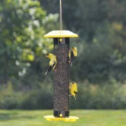 Nature's Way Mesh Funnel Flip Top Finch Wild Bird Feeder - Yellow - 1.1 Qt Cap -Bird pet supplies Sales natures way mesh funnel flip top finch wild bird feeder yellow 11 qt cap 865942