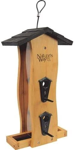 Nature's Way Vertical Wave Wooden Hopper Wild Bird Feeder - Bamboo - 2 Qt Cap 4 Nature's Way Vertical Wave Wooden Hopper Wild Bird Feeder - Bamboo - 2 Qt Cap - Image 2