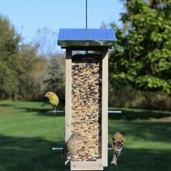 Nature's Way Weathered Vertical Wooden Hopper Wild Bird Feeder - 1.5 Qt Cap