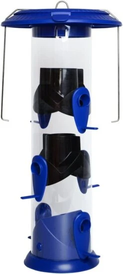 Nature's Way Wide Funnel Flip Top Tube Tubed Wild Bird Feeder - Blue - 3.5 Qt Cap -Bird pet supplies Sales natures way wide funnel flip top tube tubed wild bird feeder blue 35 qt cap 808825