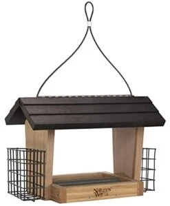 Nature's Way With Suet Cages Wooden Hopper Wild Bird Feeder - Bamboo - 6 Qt Cap