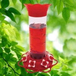 North States Hibiscus Hummingbird Feeder - Red/White - 38 Oz