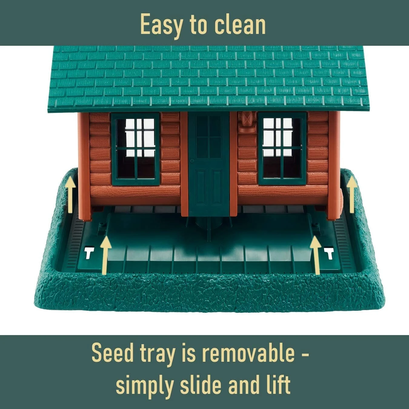 North States Village Collection Log Cabin Plastic Hopper Wild Bird Feeder - Green/Brown - 8 Lbs Cap 7 North States Village Collection Log Cabin Plastic Hopper Wild Bird Feeder - Green/Brown - 8 Lbs Cap - Image 5