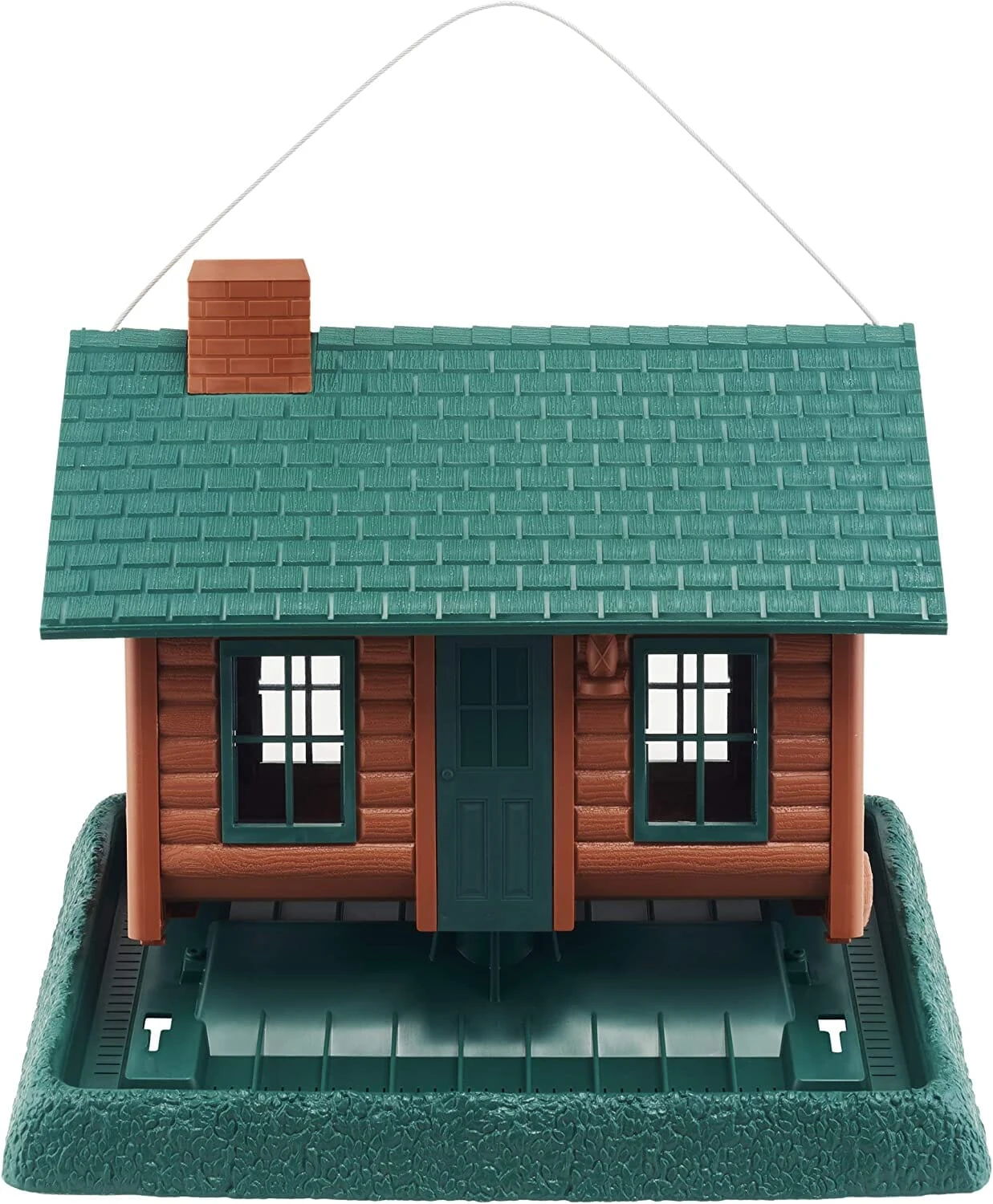 North States Village Collection Log Cabin Plastic Hopper Wild Bird Feeder - Green/Brown - 8 Lbs Cap 5 North States Village Collection Log Cabin Plastic Hopper Wild Bird Feeder - Green/Brown - 8 Lbs Cap - Image 3