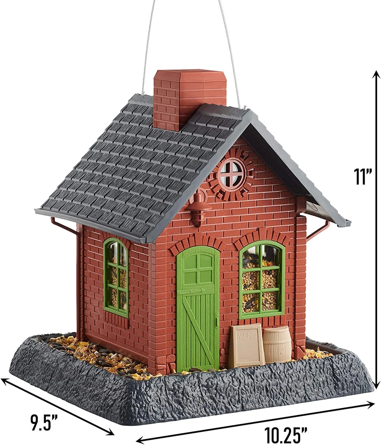 North States Village Collection Old Town Pub Plastic Hopper Wild Bird Feeder - Red - 5 Lbs Cap 6 North States Village Collection Old Town Pub Plastic Hopper Wild Bird Feeder - Red - 5 Lbs Cap - Image 4