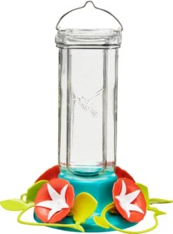 North States Vintage Vine Glass Hummingbird Feeder - Blue/Orange - 20 Oz