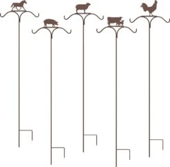 Panacea Products Double Barnyard Assortment Shepherd Hook Wild Bird Accessories - Rust - 84 In - 5 Pack